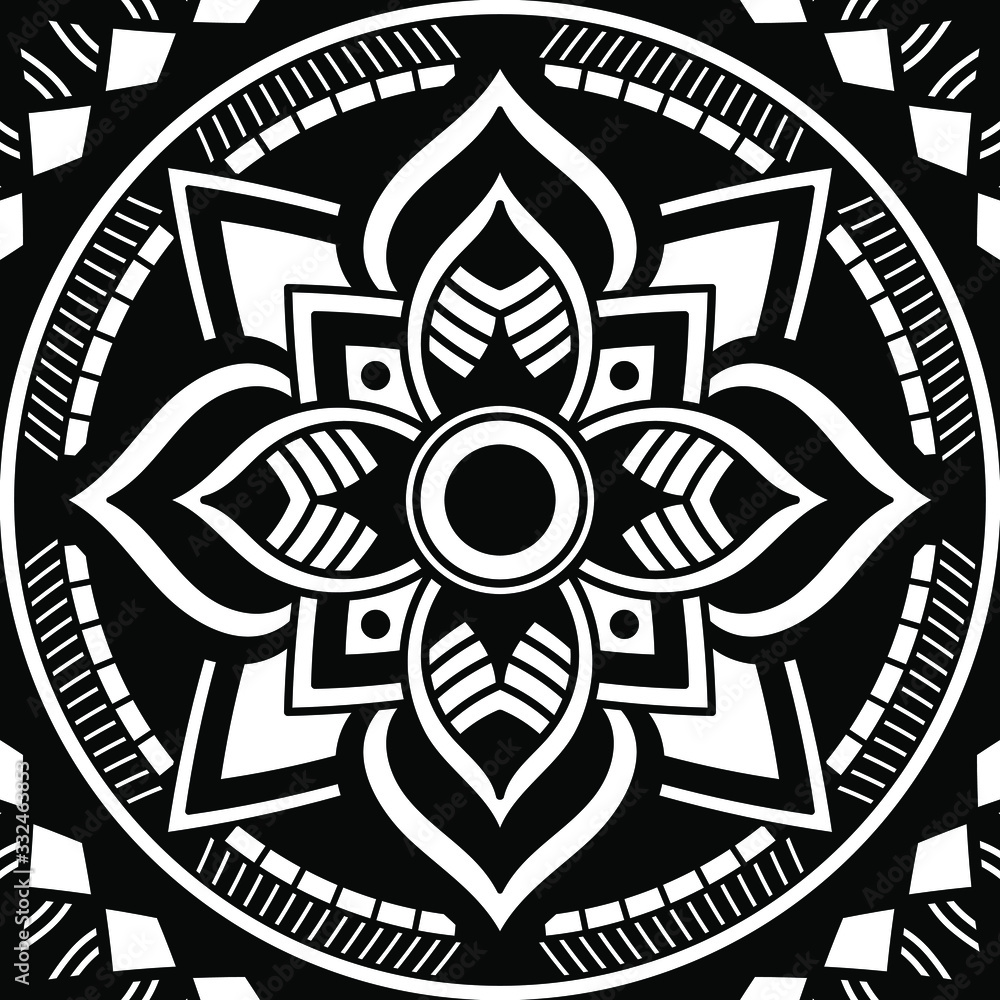 Obraz premium Ethnic Mandala Ornament. Arabic, Pakistan, Moroccan, Turkish, Indian, Spain motifs