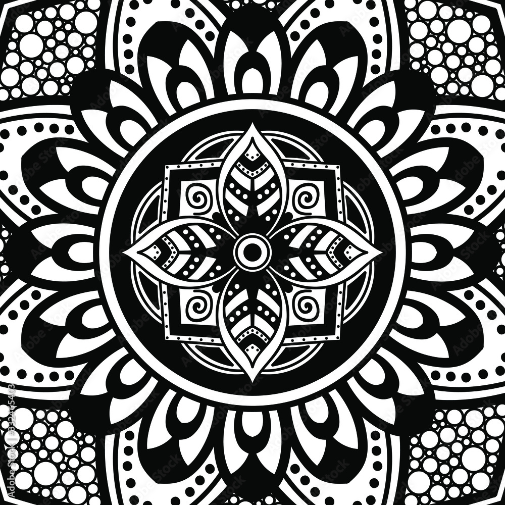 Ethnic Mandala Ornament. Arabic, Pakistan, Moroccan, Turkish, Indian, Spain motifs