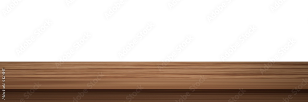 Empty brown wooden table top isolated on white background  with clipping path, Use as products display montage. Vintage style concept free space use for your copy and branding.3d illustration