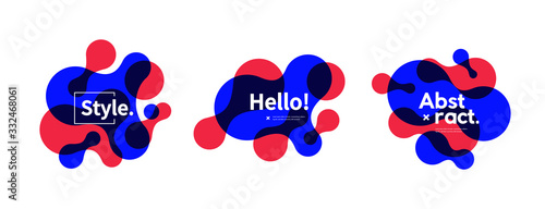 Set of abstract modern geometric graphic element banners. Trendy fluid shape for promo. Template for logo design. Vector composition.