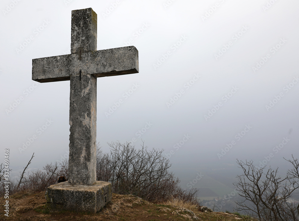 large cross on the top of the mountain
