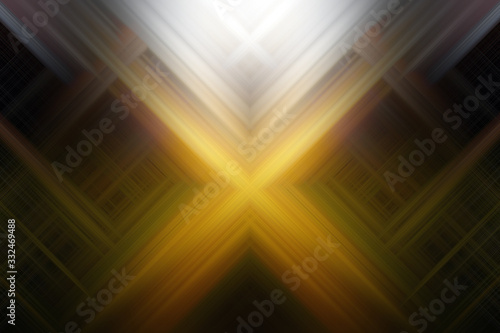 Straight abstract symmetrical beams of light crossing each other. 