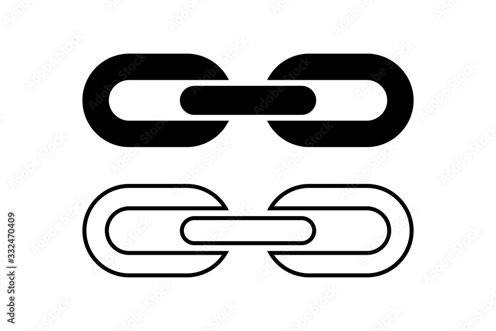 Chain Icon Sign Vector Illustration Black Silhouette and Outline Isolated on White Chain Icon Sign Vector Illustration Black Silhouette and Outline Isolated on White
