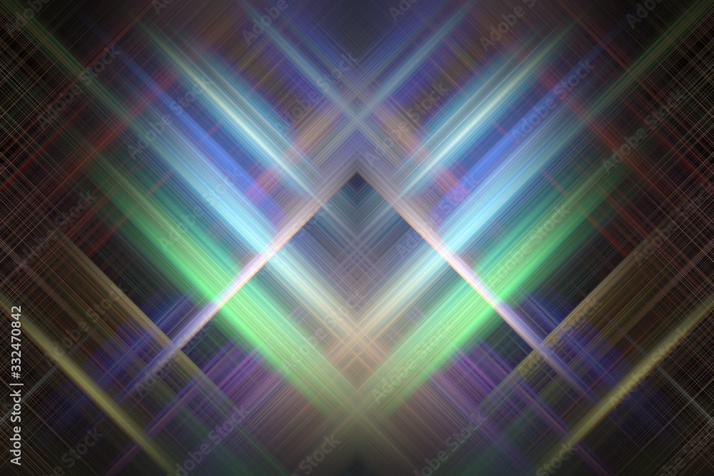 Symmetrical light rays crossing each other under 90 degree angle. Background for website, phone application, creative projects. Symmetrical light rays crossing each other under 90 degree angle. Background for website, phone application, creative projects.