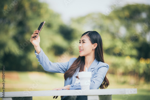 business women selfie with ...