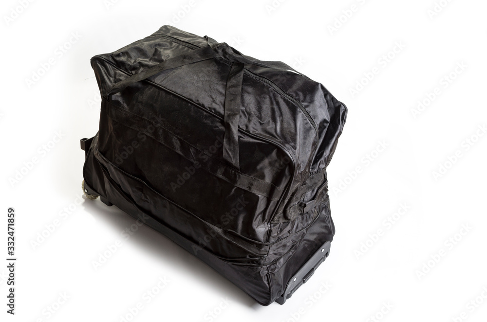 Black travel bag on a white background