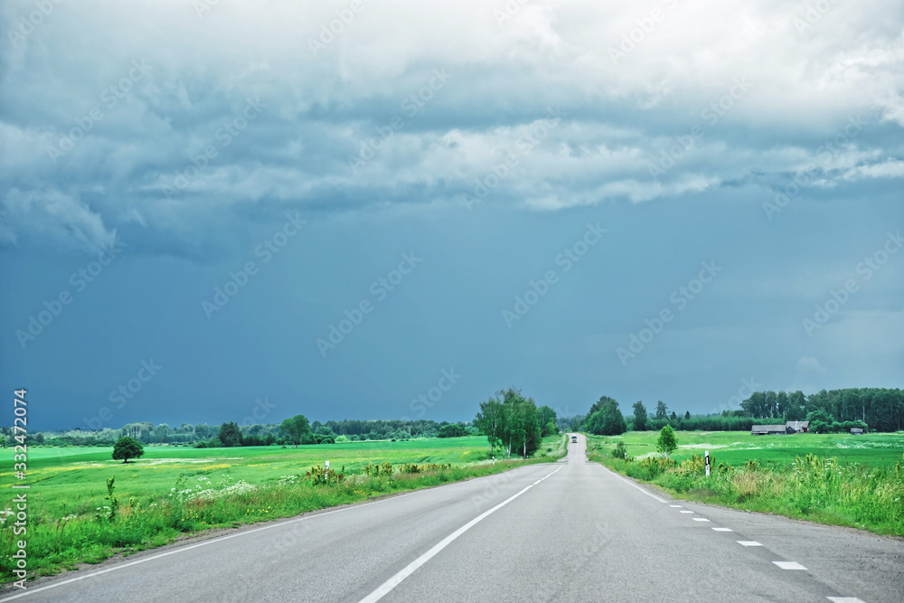 Fototapeta premium Road and Rural landscape Baltic