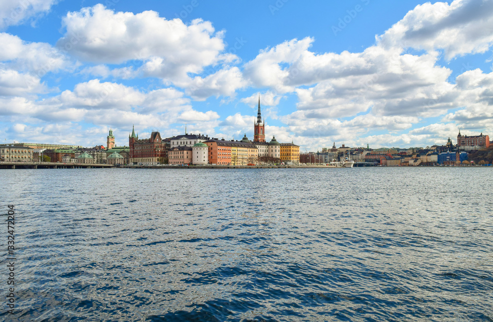 Stockholm skyline above water