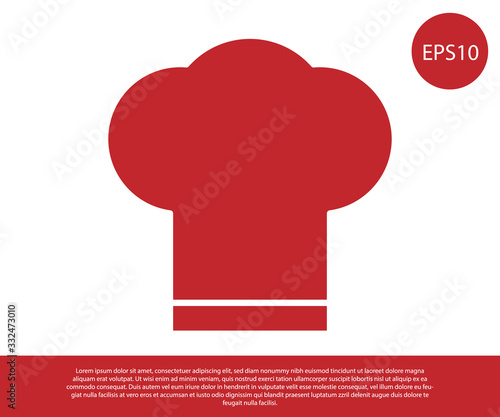 Red Chef hat icon isolated on white background. Cooking symbol. Cooks hat. Vector Illustration