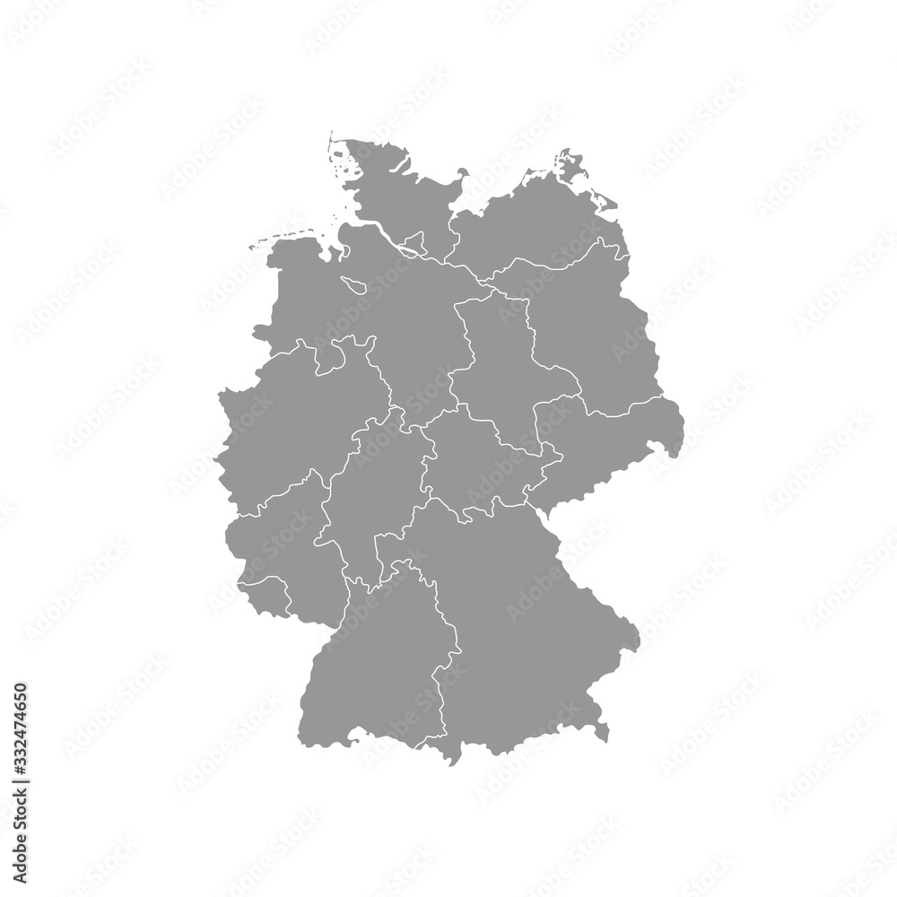 Administrative map of Germany with regions. Vector illustration isolated on white background