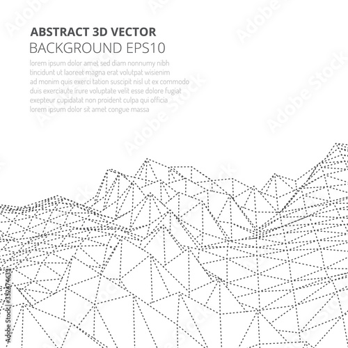 Abstract background in the style of low poly design. 3D landscape in virtual reality.