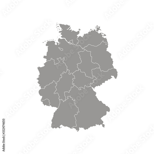 Administrative map of Germany with regions. Vector illustration isolated on white background