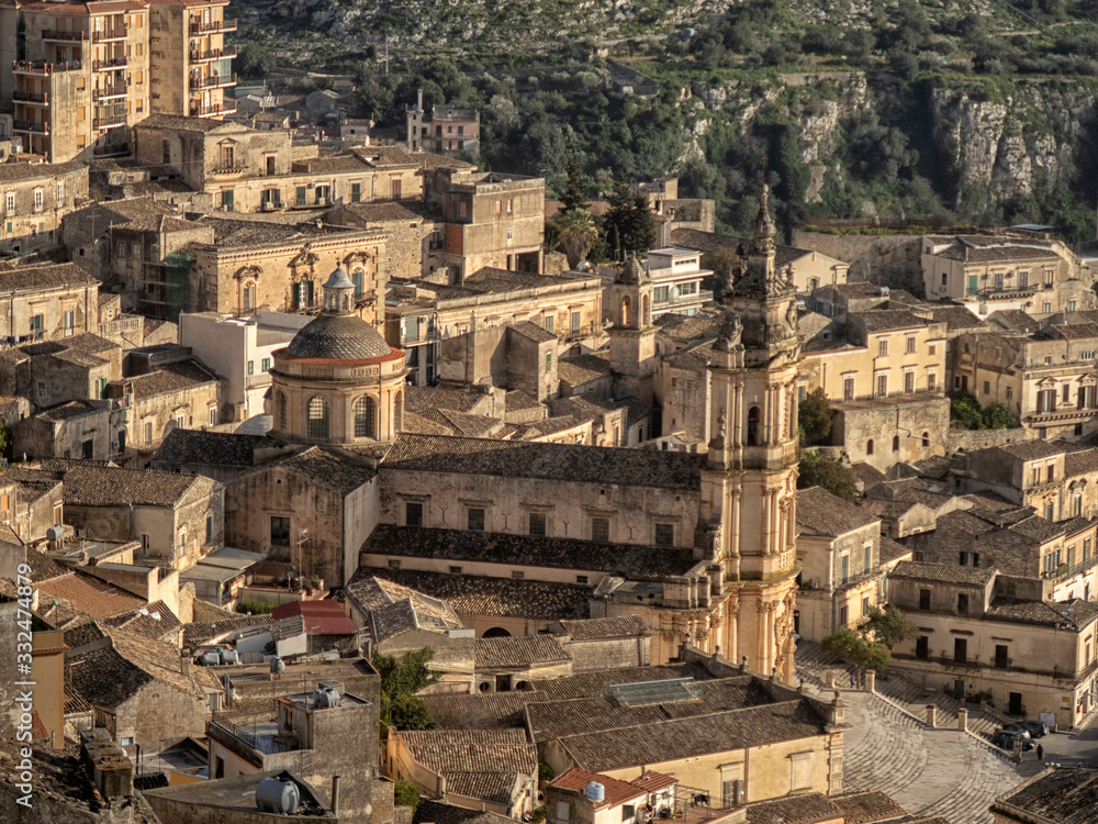 Fototapeta premium Modica cityscape. View to Historical Buildings. Sicily, Italy.