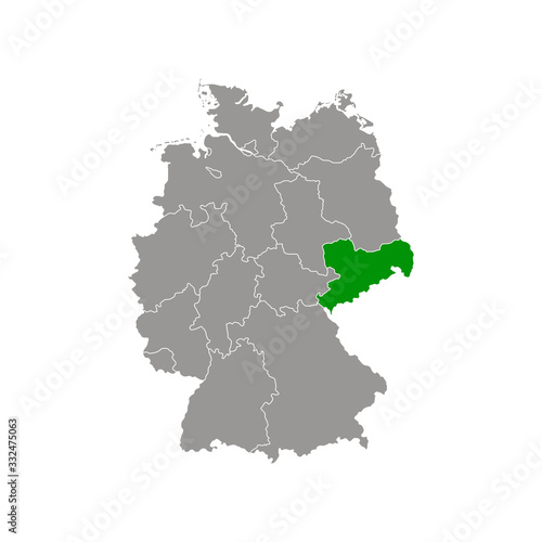 Saxony state highlighted on Germany map Vector EPS 10