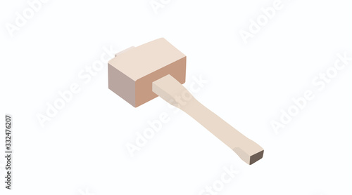 Vector Isolated Illustration of a Wooden Mallet