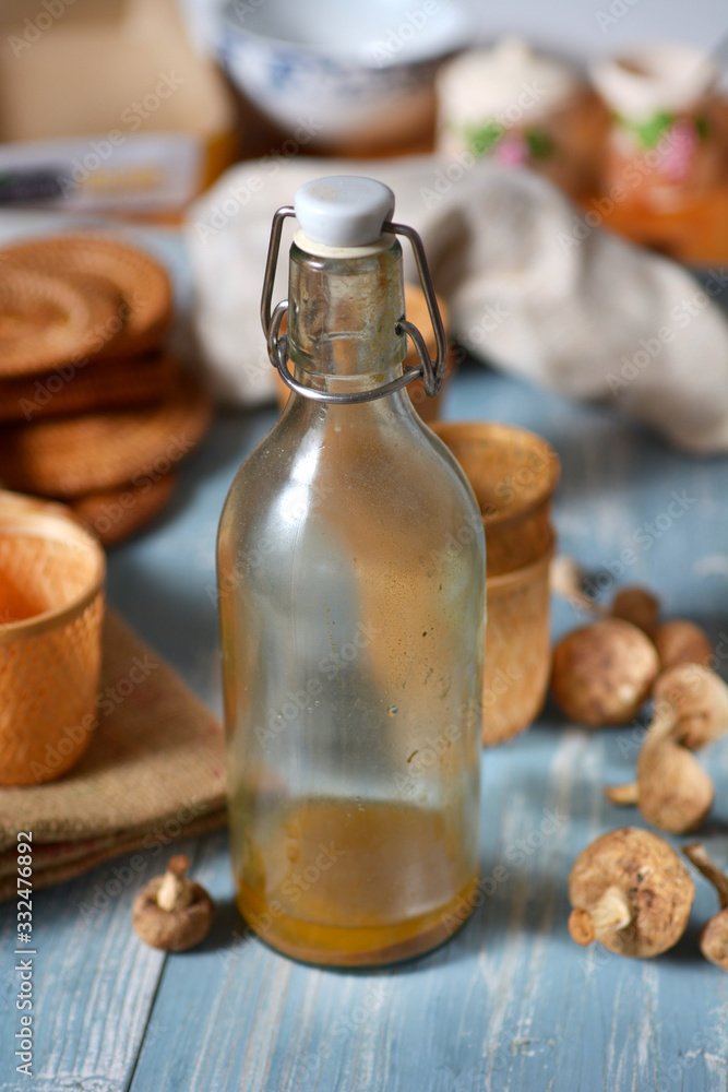 bottle with residue of olive oil bottle with residue of olive oil
