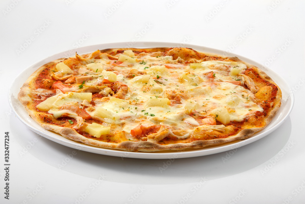 Flatlay of Italian pizza on wooden background. Rustic homemade pizzas with salami, bacon, cheese, eggs and raw vegetables on shabby wooden background. Healthy vegetarian fungi pizza Flatlay of Italian pizza on wooden background. Rustic homemade pizzas with salami, bacon, cheese, eggs and raw vegetables on shabby wooden background. Healthy vegetarian fungi pizza