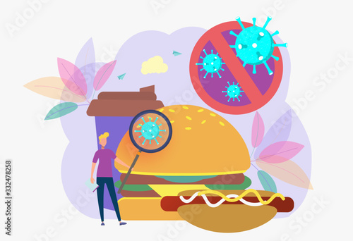 Harmful to human health, food contamination, spoiled food. Beautiful vector illustration.