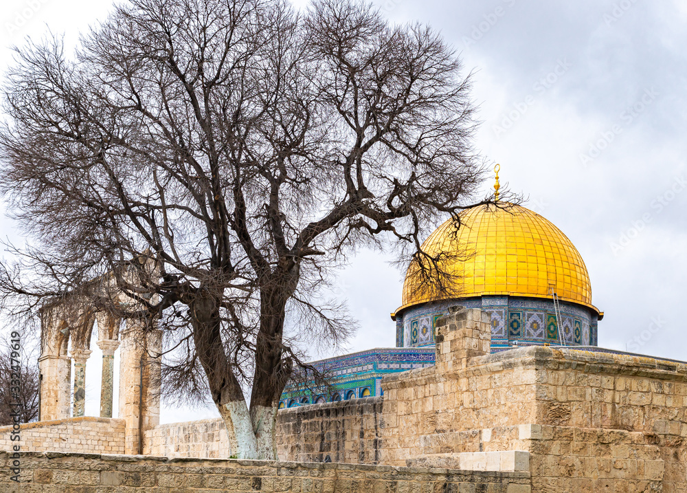 The Dome of the Rock on the Temple Mount in the Old Town of Jerusalem in Israel