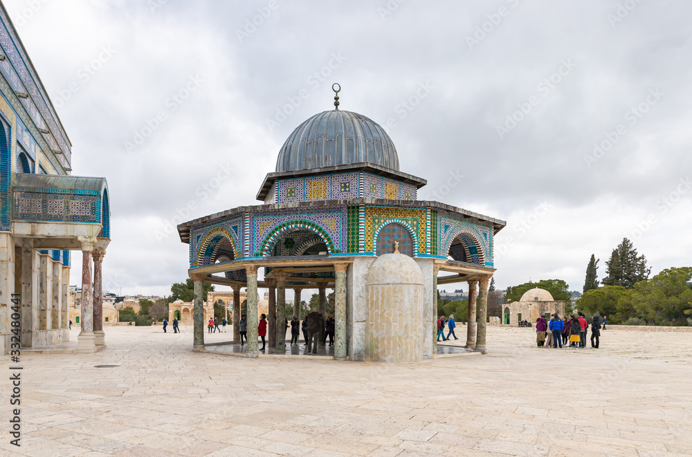 The Dome of the Chain is one of several domes in Haram Al-Sharif near the Dome of the Rock mosque on the Temple Mount in the Old Town of Jerusalem in Israel