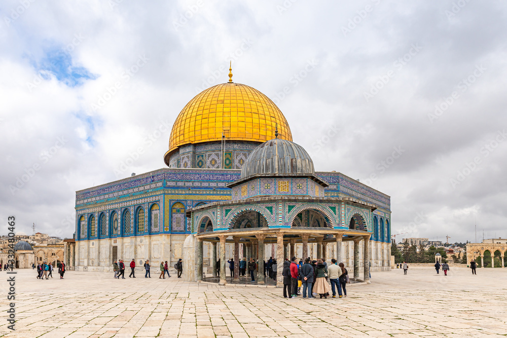 The Dome of the Chain near the Dome of the Rock mosque on the Temple Mount in the Old Town of Jerusalem in Israel