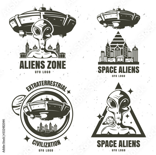 emblem ufo. set vector logo