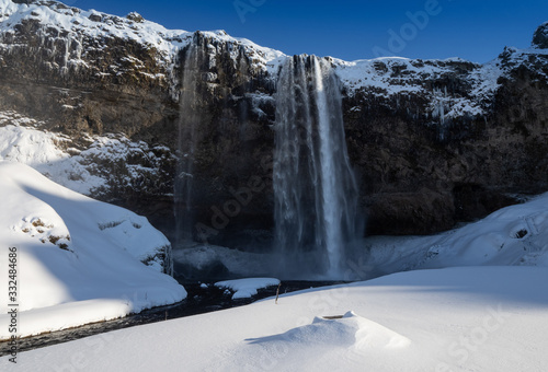 Seljalandfoss waterfall at winter, Iceland