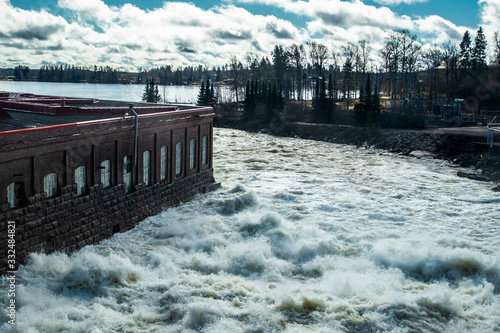 Hydroelectric power generation plant in Anjala at Kymijoki river, Finland. photo