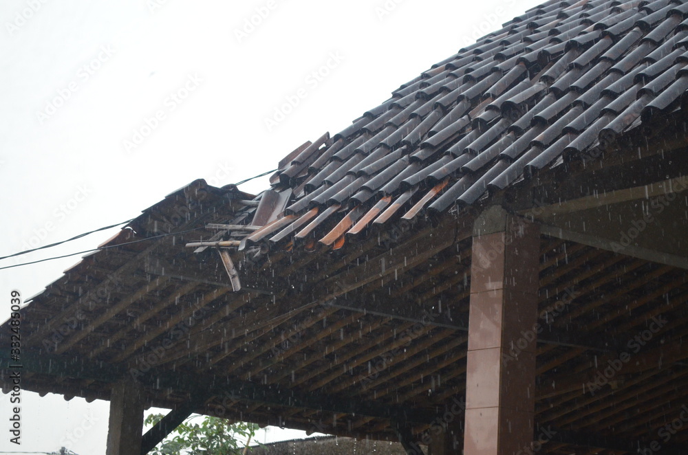 rain on the roof of the mosque, karawang 22 march 2020 rain on the roof of the mosque, karawang 22 march 2020