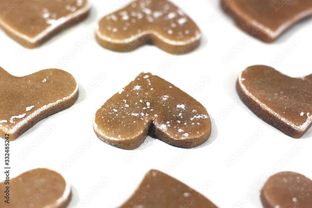 Heart shaped cookies on a white background Heart shaped cookies on a white background
