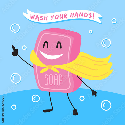 Vector cartoon soap, cheerful character