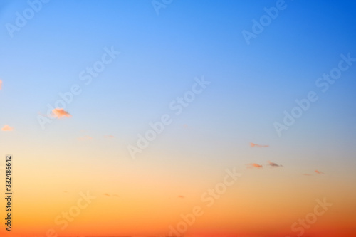 Wallpaper Mural Background clouds on sky at sunset, copy space. White cumulus clouds in clear weather. Orange gradient sky on a evening. Torontodigital.ca