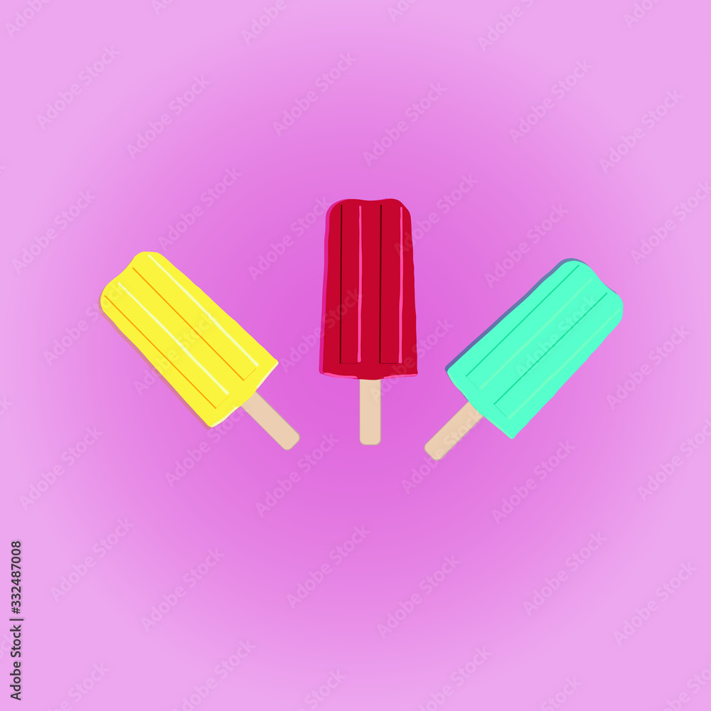 ice cream set with a pastel pink background. Tasty colorful ice cream for summer decorative, sweets, dessert, web design or print. Vector Illustration. ice cream set with a pastel pink background. Tasty colorful ice cream for summer decorative, sweets, dessert, web design or print. Vector Illustration.