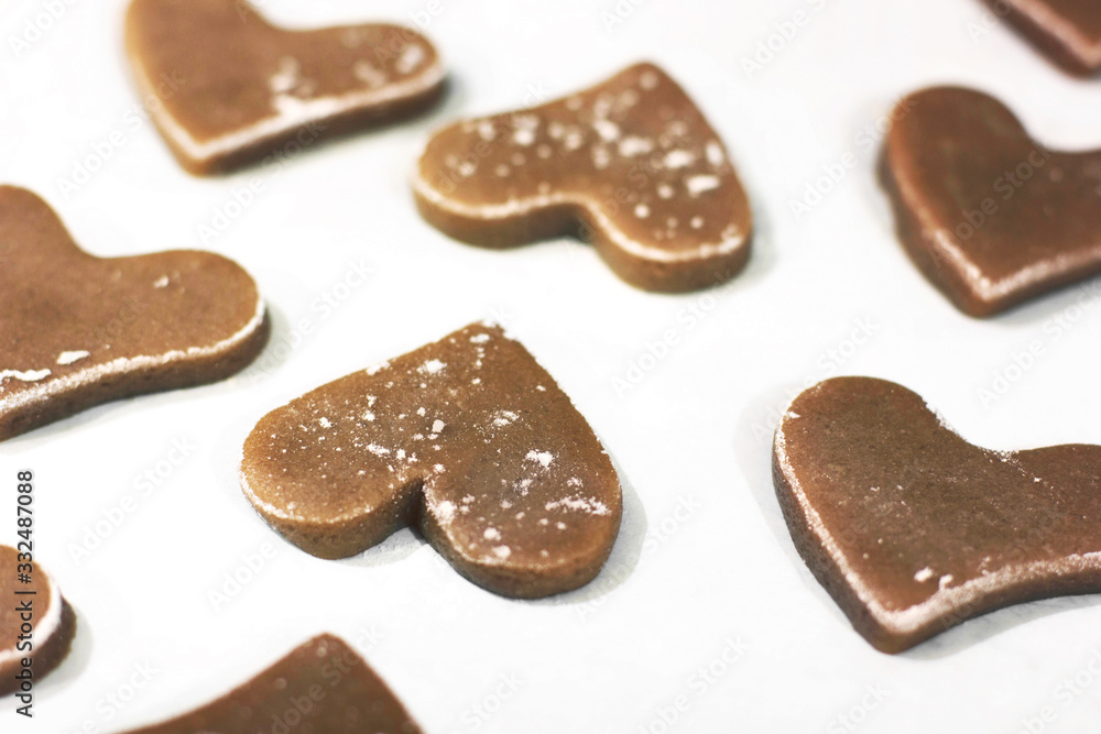 Heart shaped cookies on a white background Heart shaped cookies on a white background