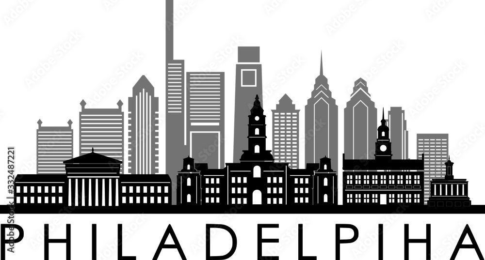 PHILADELPHIA City Skyline Silhouette Cityscape Vector