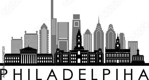 Obraz na płótnie PHILADELPHIA City Skyline Silhouette Cityscape Vector w salonie