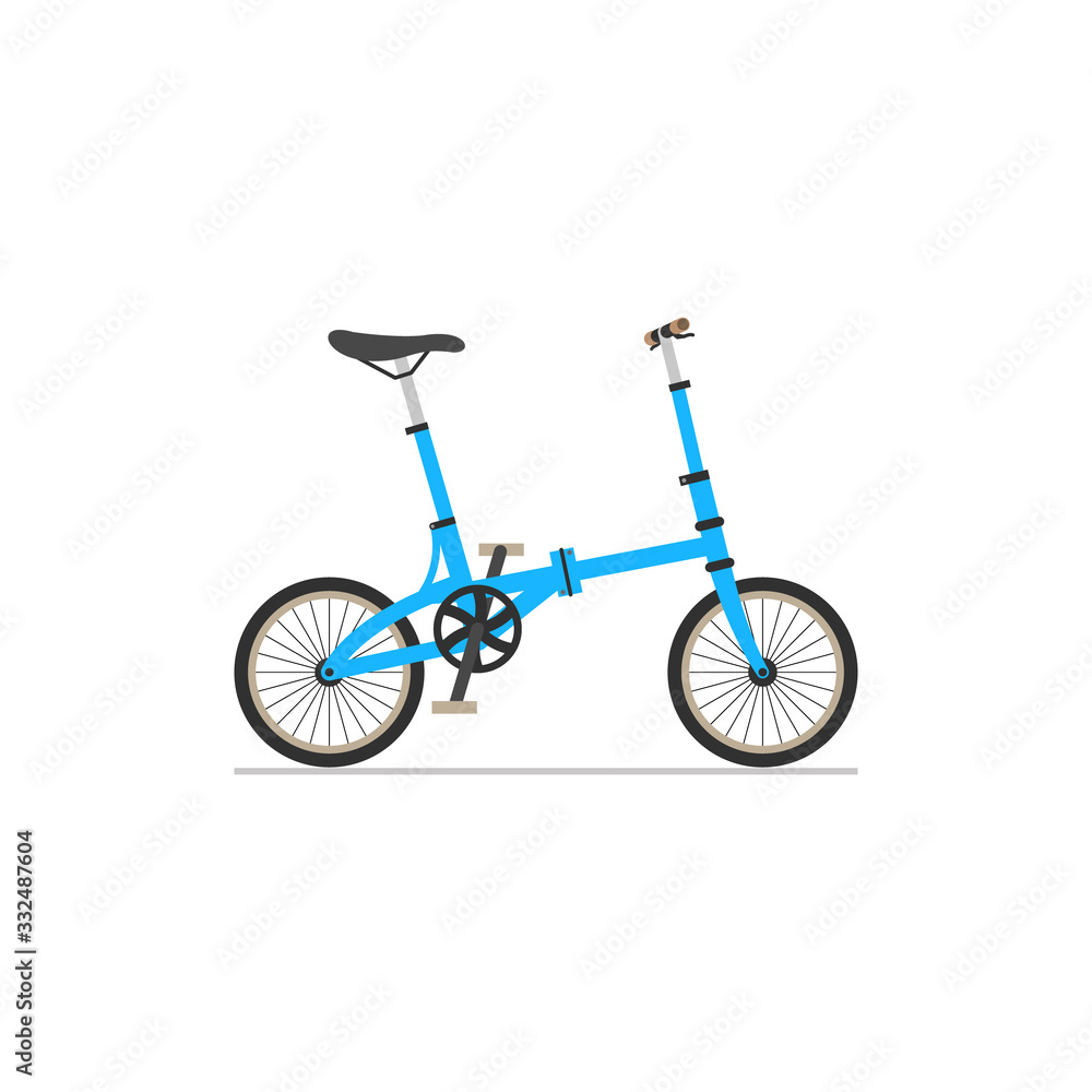Folding compact bike. Flat isolated icon on white background. Folding compact bike. Flat isolated icon on white background.