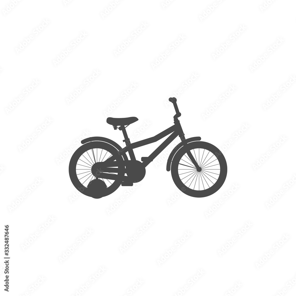 Simple isolated bicycle icon of little children on a white background. Simple isolated bicycle icon of little children on a white background.