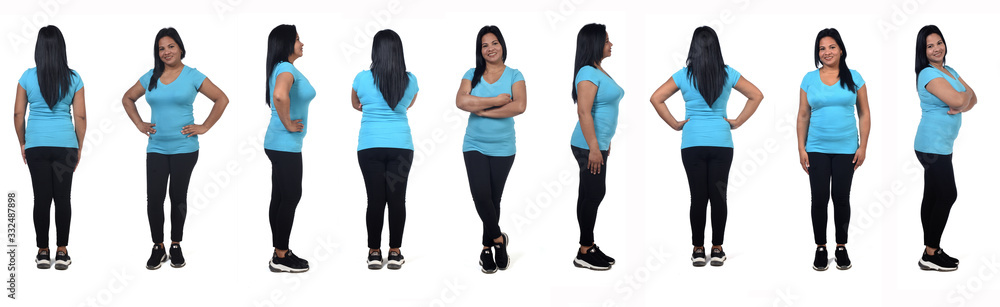 Obraz premium front, back and same same woman on white background