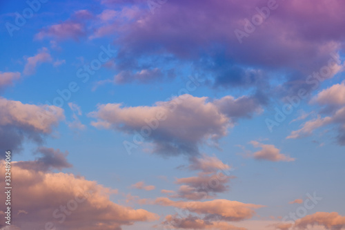 Fototapeta Naklejka Na Ścianę i Meble -  Red clouds on the background of the evening sky, save the space for the inscription