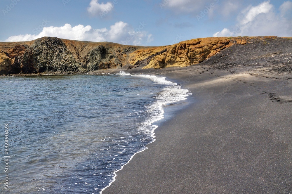Black sand beach in Djeu, Cabo Verde