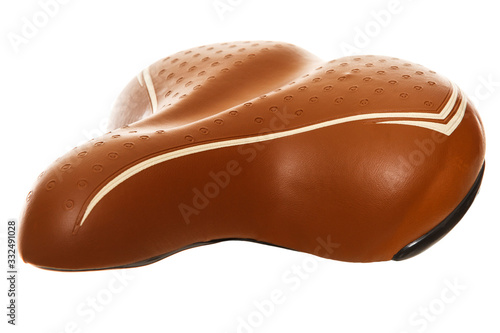 Comfortable saddle for urban bicycle on isolated white background