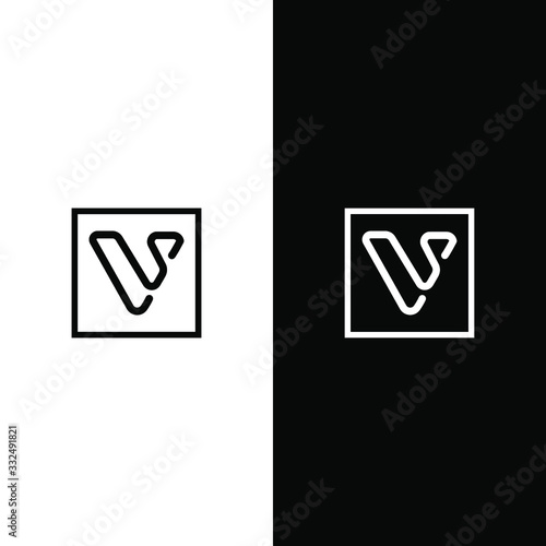 Letter VS line logo design.