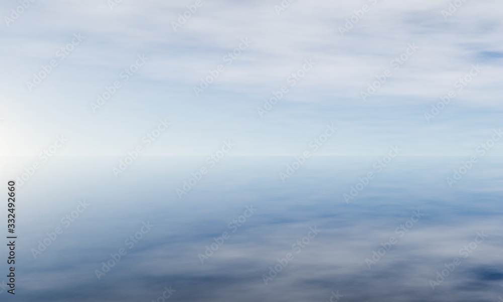 Abstract sunset blue sky white cloud and ocean nature background with blurred panning motion. 3D rendering Abstract sunset blue sky white cloud and ocean nature background with blurred panning motion. 3D rendering