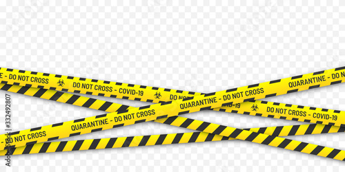 Quarantine biohazard danger. Ñrossed yellow and black stripes. Coronavirus Covid-19, 2019-nKoV concept. Vector illustration
