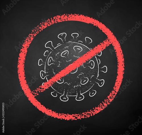 Stop-Coronavirus vector chalk drawn sign