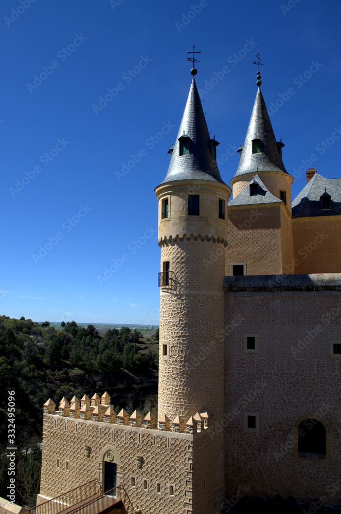 efense wall of the Alcazar Castle in Segovia