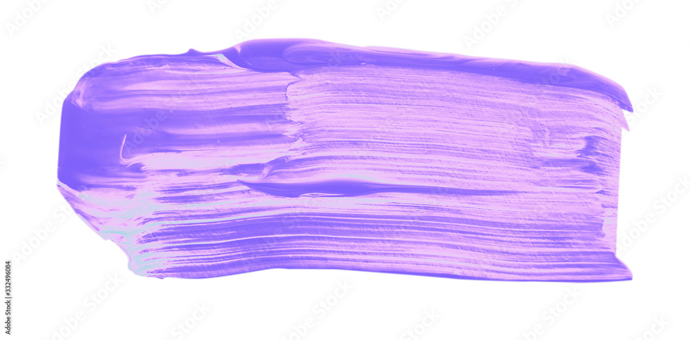 Acrylic hand painted pastel purple brush stroke isolated on white background - design element, clip art