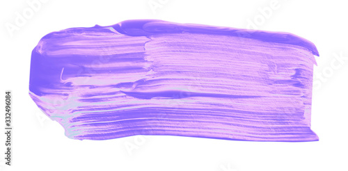 Acrylic hand painted pastel purple brush stroke isolated on white background - design element, clip art