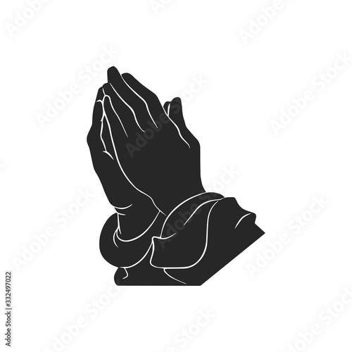 Praying hands. Religion and holy catholic or christian, spirituality belief and hope. Vector illustration EPS 10